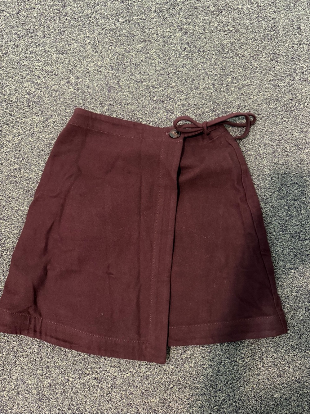 Madewell Burgundy Wrap Mini Skirt with Tie